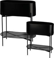 Metalinis lauko vazonas, su stovu, juodos sp., 40 x 15 x 45 cm.