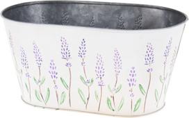 Lauko vazonas, su gėlių motyvais, ovalus, baltos sp., 24 x 19,5 x 9,5 cm.
