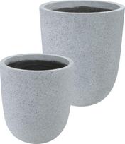 Lauko vazonas, cementinis, suapvalintas, pilkos sp., 43 x 43 x 50 cm.