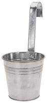 Metalinis lauko vazonas, pakabinamas, sidabrinės sp., 20 x 13,3 x 28 cm.