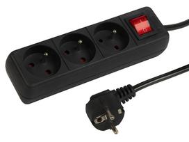 PR-370WSP maitinimo ilgintuvas 3 lizdai su įžeminimu + jungiklis 3m juodas 3x1.5mm