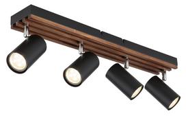Kryptinis šviestuvas GLOBO Kayden, GU10, 4 x 25W, 230V, matinis metalas, tamsiai ruda mediena, 560 x