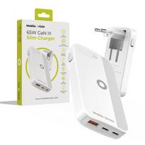 Mobile Origin 65W GaN III Slim Charger dual USB-C, Single USB-A white