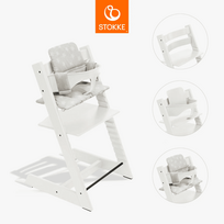 STOKKE maitinimo kėdutė su buomeliu ir paminkštinimu TRIPP TRAPP, white, star silver, 685100