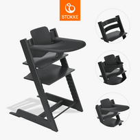 STOKKE maitinimo kėdutė su buomeliu ir padėkliuku TRIPP TRAPP, black, 685400