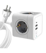 Ilgiklis MICROCONNECT 4 lizdų, 2 USB-C A prievadai, 1,5 m laidas, baltas