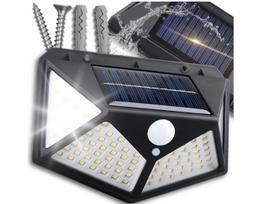 Šviestuvas su saulės baterija ir judesio davikliu sieninis lauko 100 LED (4 vnt.)