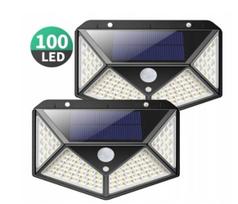 Šviestuvas su saulės baterija ir judesio davikliu sieninis lauko 100 LED (2 vnt.)