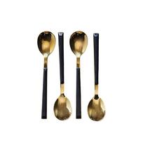 Šaukšteliai desertiniai 4 vnt. 15,5 cm aukso/juodos spCHARLOTTE Home Deco KA0526
