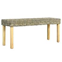 vidaXL Suoliukas, 110cm, natūralus Kubu ratanas ir raudonmedžio masyvas