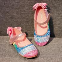 Mergaitei Batai Pavasaris Nauji Mergaitėms Minkštas Padukas Odiniai Batai Vaivorykštės Blizgučiai Suknelė Princesės Batai Vaikams Batai Mary Jane Batai Zapatos Niña 24(16CM) rožinė