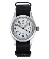 Hamilton Khaki spalvos lauko tekstilinio dirželio balto ciferblato automatinis H69439910 vyriškas laikrodis balta