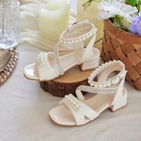 Madingi mergaičių batai Vasariniai Nauji Vaikų Sandalai Minkštu Padu Mergaičių Princesės Batai Paprasti Moteriški Sandalai Neslystantis Mergaitės Aukštas Sandalas 27insole16cm smėlis