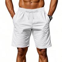 Men Summer Beach Shorts with Pockets Drawstring Elastic Waist Solid XXL pilka