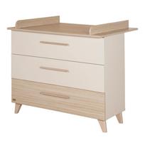 Kreminės spalvos/natūralios spalvos su vystymo stalu vaikiška šoninė spintelė iš ąžuolo 110x98x75 cm Sidney – Roba