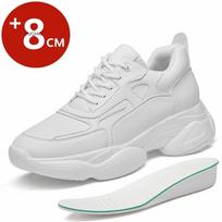 Natūralios odos nauji aukštį didinantys batai vyrams, moterims, 8 cm pakylėjimo sportbačiai, liftas, sportiniai, Zapatillas De Hombre, dydis 36-44 36 balta
