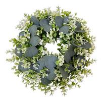 Eucalyptus Leaf Wreath UV-Resistant Silk Leaves Greenery Garland Front Door