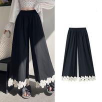 Flower Splicing Wide Leg Pants for Women Summer Loose High Waist Casual Straight Pants Female 2025 S juoda