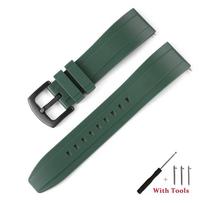 18mm 20mm 22mm 24mm 26mm Quick Release Silicone Watch Strap Waterproof Rubber Watch Band Bracelet Accessories with Tool 18mm žalia