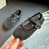 Madingi mergaičių batai Vasariniai Nauji Vaikų Sandalai Minkštu Padu Mergaičių Tinklelio Batai Neslystantys Vaikų Paplūdimio Batai Paprasti Mergaičių Sandalai 23insole15cm juoda