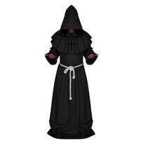 Vienuolio Viduramžių Gobtuvu Apsiaustas Vienuolis Renesanso Kunigo Kostiumas Helovinas Burtininkas Būrys Cosplay S juoda