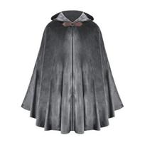 Apsiaustas su gobtuvu iš aksomo, metalinio žiedo puošyba, retro stiliaus, Helovino, Cosplay skara, paslaptingas mėlyna