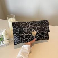 Didelės talpos piniginė moterims, prabangi dizainerio PU rankinė, madinga delninukė, monetų piniginė su užsegimu, leopardų rašto rankinė 29x2x17cm juoda