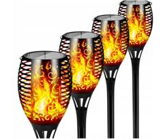 Lauko šviestuvas "Fakelas", įsmeigiamas į žemę su saulės baterijom, (4vnt.)