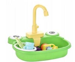 Žaislinė vaikiška kriauklė su tekančiu vandeniu varlytė