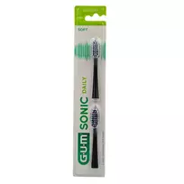GUM Sonic Daily Soft keičiamosios galvutės, juodos, 2 vnt.