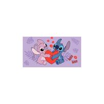 Violetinės spalvos iš medvilnės vaikiškas rankšluostis 70x140 cm Lilo and Stitch "Kiss" – Jerry Fabrics
