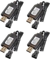 YUNIQUE GREEN-CLEAN-POWER – 4x Universalūs USB įkrovikliai 7.4V 2S LiPo baterijoms su SM-4P jungtimi