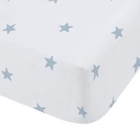 Baltos spalvos/mėlynos spalvos iš medvilnės vaikų patalynė vaikiškai lovai su guma 70x140 cm Mini Star & Stripes – Bianca