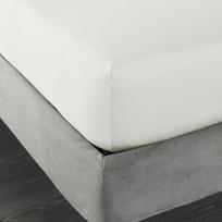 Dramblio kaulo spalvos iš satino medvilnės paklodė su guma 90x190 cm Cotton Sateen – Bianca