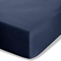 Tamsiai mėlynos spalvos iš perkalio paklodė su guma 90x190 cm Easy Iron Percale – Catherine Lansfield