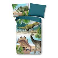 Žalios spalvos/mėlynos spalvos iš medvilnės viengulė vaikiška patalynė 140x200 cm Dino – Good Morning