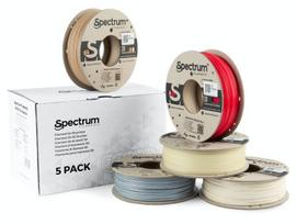 3D plastikas PLA special mix 5x0.25kg (Stone Age Light/Dark, Thermoactive Red, Glow in the Dark Green, WOOD Oak) Spectrum