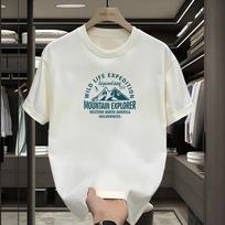 2024 Men's Oversize American Retro Crew Neck Cotton T-Shirt M [110-130 lbs] white