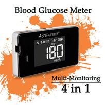 Accu Answer Cholesterolio, gliukozės kraujyje, šlapimo rūgšties, hemoglobino 4-in-1 instrumentas su testine juostele juoda