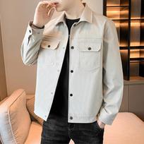 Men's Casual Jacket Jacket Spring and Autumn New Lapel Trendy Short Windbreaker Young Men's Clothing Handsome 5XL gray