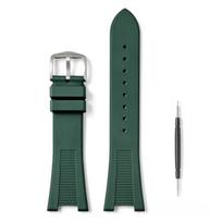 Fluoro Rubber Strap Fit for Citizen Promaster Titanium AW0130-85X  Patek Philippe Nautilus Watch with Titanium Buckle tamsiai žalia spalva
