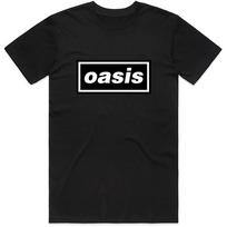 100% medvilnės UNISEX MARŠKINĖLIAI VYRIŠKI MOTERIŠKI Oasis T-shirt Logotipas Noel Liam Gallagher Oficiali grupė Naujas Juodas L juoda