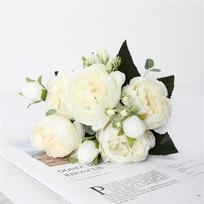 Pink Silk Peonies - 4 Bouquets of 5 Large Heads and 4 Small Buds for Wedding and Home Decor balta