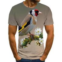 3D Spausdinti Paukščiai Vyriški Marškinėliai Apvalia Kaklo Apykakle Laisvalaikio Megztinis Gatvės Stiliaus Viršus T-shirt Lauko Trumpomis Rankovėmis Sportiniai Marškinėliai Per dideli Drabužiai S