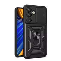 Hybrid Armor Camshield dėklas su Stand and Camera dėklas skirtas Oppo F29 Pro 5G / A5 Pro 5G – juodos spalvos