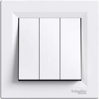 Switch, 3-gangs, one-way, with frame, white, Asfora EPH2100121 | 3606481277084