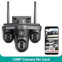 ES Kištukas 6K 12MP WiFi IP Kamera Lauko Trigubas Objektyvas Trys Ekranai 10X Priartinimas Panoraminis Vaizdas PTZ Apsaugos Kamera Judesio Aptikimas CCTV Vaizdo Stebėjimas 12MP Camera