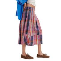 Moteriškos vasarinės boho languotos culottes kelnės Laisvos plačių kojų palazzo kelnės Laisvos trumpintos gingham capri kelnės su kišenėmis S