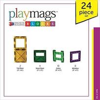 Playmags 24 dalių rinkinys: Dabar su stipresniais magnetais, tvirti, super patvarūs su ryškiais skaidriais spalvų plytelėmis.
