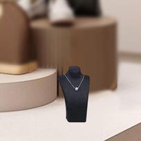 Karoliai Biustas Vitrininis Stovas Papuošalų Laikiklis Foto Rekvizitas, PU Oda Pardavimo Sandėliavimo Lentyna Parduotuvė 8cmx4.5cmx14cm juoda